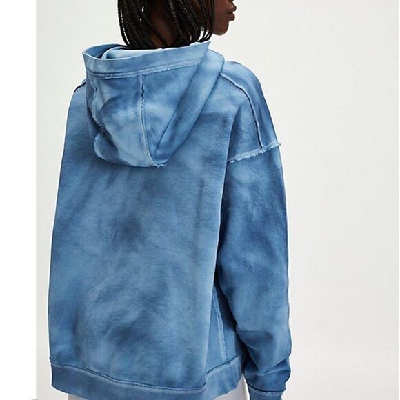 Free People We the Free Your Favorite Washed Hoodie Blissful Combo Blue - Picture 3 of 7